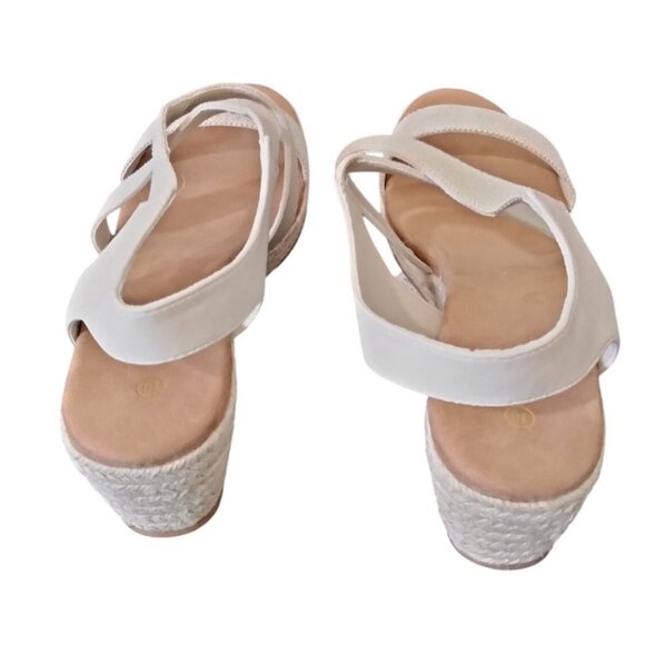 Platform Espadrille Wedge Sandals Open Toe Elastic Ankle Strap Slip-On Size 10 - Picture 9 of 11